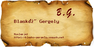 Blaskó Gergely névjegykártya